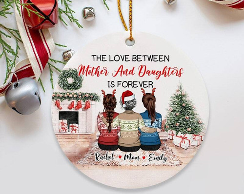 Mother daughter ornament featuring personalized names and 2024, sentimental holiday art, thoughtful Christmas gift for mom | Familywalldecor