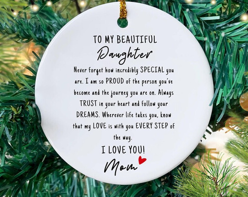 Touching mother-daughter keepsake ornament featuring a tender embrace, thoughtful gift for Christmas, graduation, or birthday | Familywalldecor