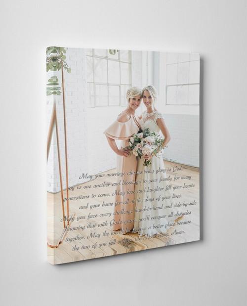 Mother daughter canvas art with custom wedding photo, heartfelt keepsake for mom, ideal birthday or Mother's Day gift | Familywalldecor