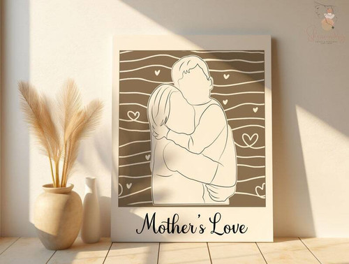 Mother and son line art poster, minimalist portrait wall art in black and white, thoughtful Mother’s Day gift for mom’s decor | Family Wall Decor