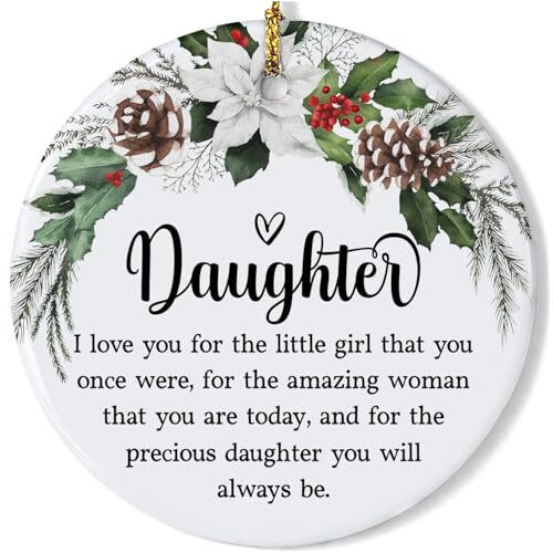 Mother daughter art ceramic ornament for Xmas 2024, heartfelt gift from parents to daughter, sweet holiday tree keepsake | Familywalldecor