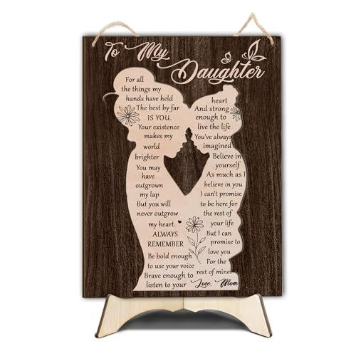 Mother-daughter art wood sign with heartfelt quote in rustic style, a daughter gift for birthday or Mother's Day from mom | Familywalldecor