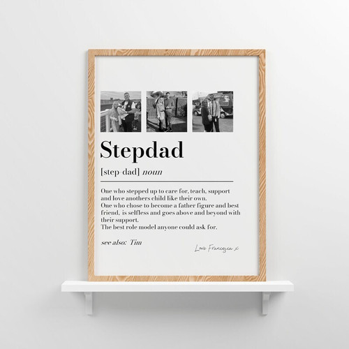 Stepdad gift personalized picture collage with your photos, custom name and date, heartfelt Father's Day or birthday keepsake | Familywalldecor