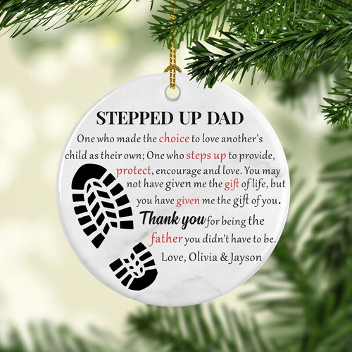 Stepdad Christmas ornament personalized with names or date, heartfelt gift for stepfather and cherished holiday tree keepsake | Familywalldecor