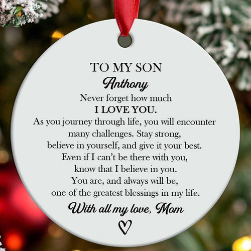 Mother son ornament Christmas gift from Mom and Dad, personalized with names and year, sentimental holiday tree keepsake | Familywalldecor