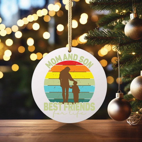 Mother son best friends Christmas ornament, 2023 holiday tree decor gift celebrating their bond, keepsake for mom and son | Familywalldecor