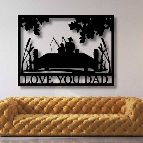 Dad fishing metal sign personalized with name; heartfelt indoor wall decor gift for Dad, ideal birthday surprise for anglers | Familywalldecor