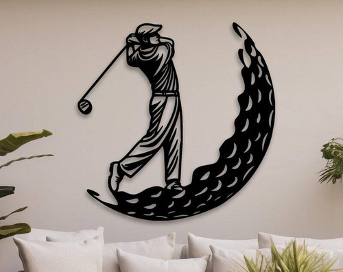 Dad golf metal wall art, personalized with name, steel cutout sign for man cave sports decor - perfect gift for Father's Day | Familywalldecor
