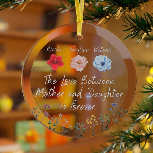 Mother daughter art ornament, personalized with names and date, heartfelt holiday gift for mom and tree decoration | Familywalldecor