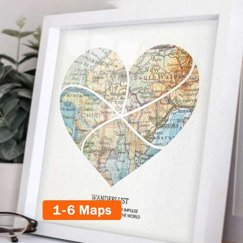 Heart Map Canvas - Personalized Travel Milestones for Anniversaries | Family Wall Decor