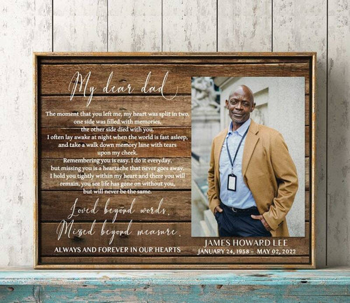 Dad memorial canvas wall art, heartfelt bereavement gift for living room decor, honoring a father's memory with love | Family Wall Decor