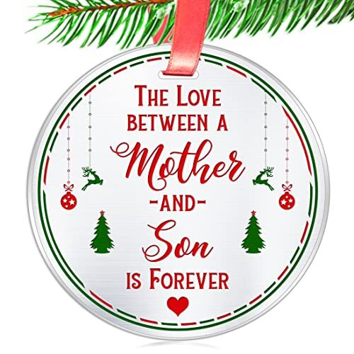Mother son Christmas ornament gift with love quote, personalized with names and year, holiday keepsake for mom from son | Familywalldecor
