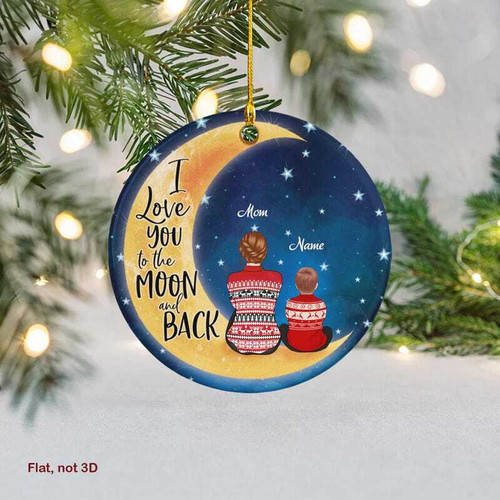 mother son Christmas ornament personalized names and date, heartfelt holiday keepsake for mom and child, gift for the tree | Familywalldecor