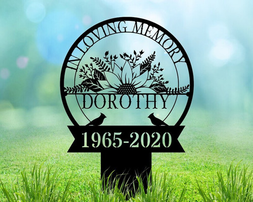 Personalized memorial metal sign with custom name and dates for loss of mother or father, garden stake sympathy gift decor | Familywalldecor