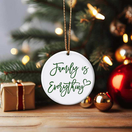 Family Is Everything Christmas ornament, personalized with family name and year, sentimental keepsake for festive tree decor | Family Wall Decor
