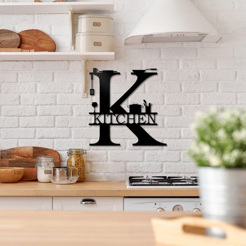 Kitchen metal wall decor sign in modern style, black wall art for contemporary homes, perfect for hanging on a kitchen wall | Familywalldecor