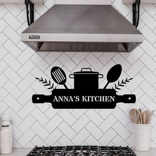 Thoughtful Personalized Metal Kitchen Sign For Housewarming - Custom Name Backsplash Wall Art | Family Wall Decor