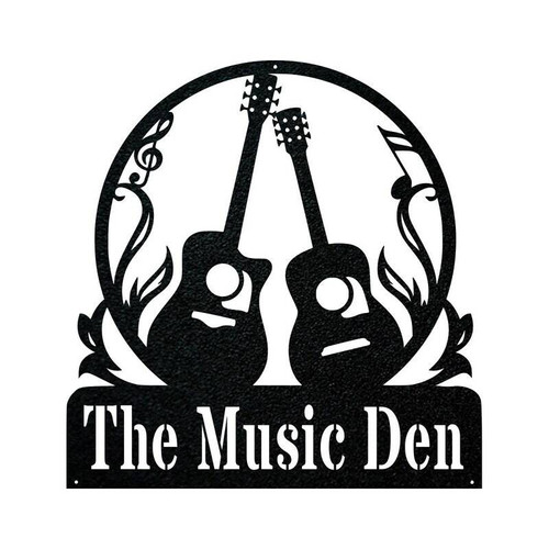 Dad guitar metal sign with custom name cutout, steel wall decor for a guitarist's bedroom or studio, Father's Day gift | Family Wall Decor