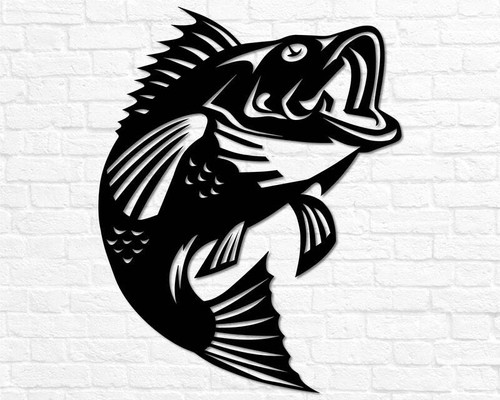 Bass fishing metal wall art sign for dad, sleek cutout decor, thoughtful Father's Day or groomsmen gift for anglers | Familywalldecor