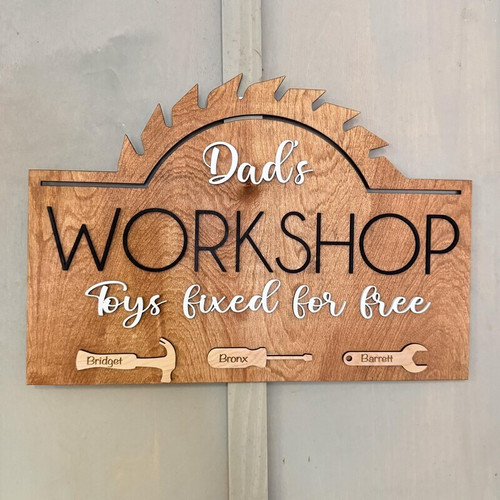 Personalized dad garage sign for grandpa's workshop decor, custom name or message, thoughtful Father's Day gift for mechanics | Familywalldecor