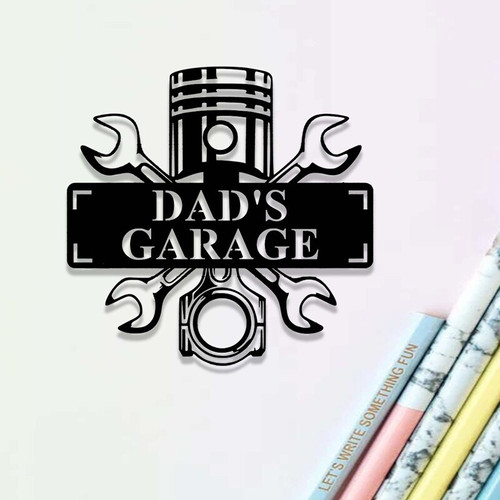 Dad garage sign for man cave wall decor, personalized with custom text; thoughtful, unique Father’s Day gift for dad | Familywalldecor