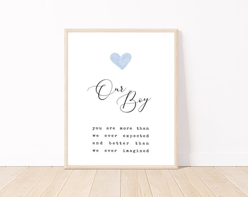 Baby boy nursery quotes canvas wall art with heartfelt inspirational text, nursery wall decor for a soothing infant room | Family Wall Decor