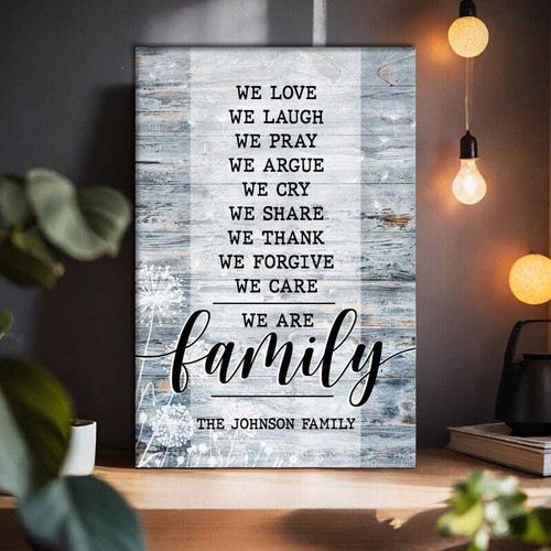 Family love canvas art personalized with your last name; warm home wall decor and a meaningful housewarming gift | Familywalldecor