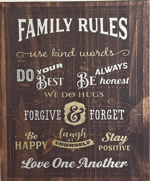 Family rules wood sign, personalized with custom family name, heartwarming indoor wall decor for entryway or living room | Familywalldecor