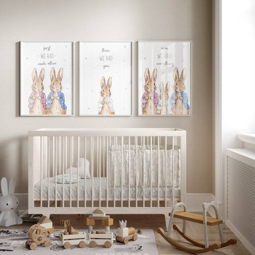 Peter Rabbit canvas wall art, watercolor illustration for baby nursery decor, storybook charm, perfect baby shower gift | Family Wall Decor