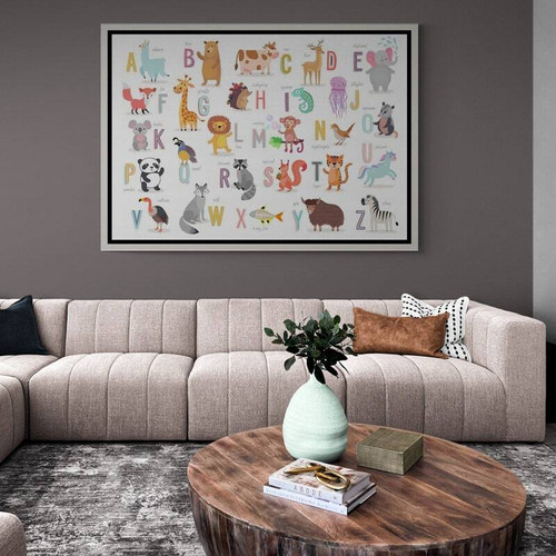Animal alphabet canvas wall art for nursery decor, playful A–Z animals to help babies and toddlers learn letters | Family Wall Decor