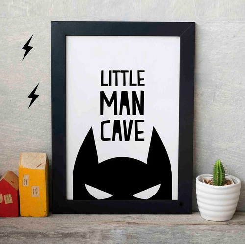 Superhero canvas wall art in modern style for baby boy nursery, bold colors on stretched canvas, playful decor for crib area | Familywalldecor