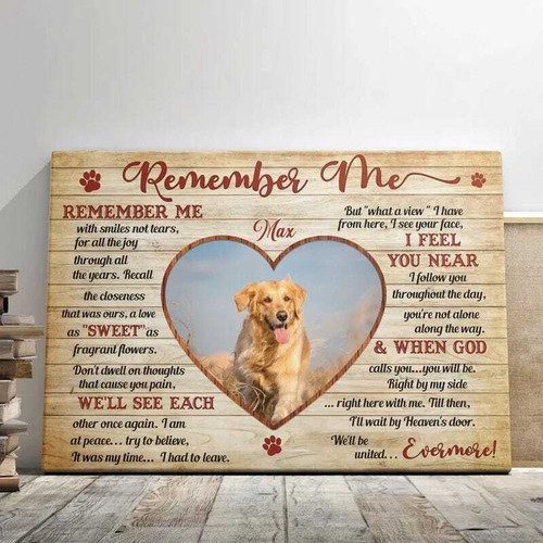 Dog memorial canvas with custom pet photo, personalized sympathy gift for grieving owners to cherish their pup’s memory | Family Wall Decor