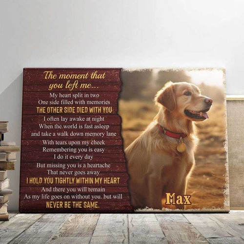 Dog remembrance canvas wall art with paw print and heartfelt quote, memorial gift for dog owners, living room tribute decor | Family Wall Decor