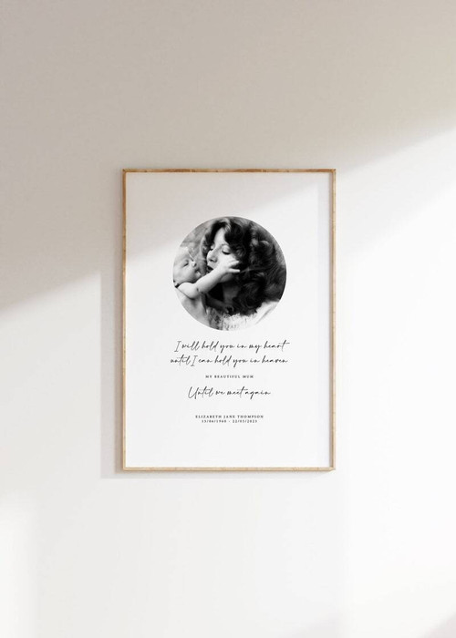 Loss of mom memorial canvas wall art, personalized with name and dates; thoughtful sympathy gift for calm living room decor | Family Wall Decor