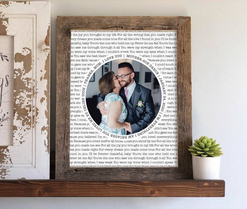 Mother and son dance wedding canvas wall art with custom names and date, rustic wood, landscape orientation, heartfelt gift | Family Wall Decor