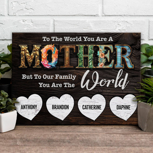 Heartfelt Mother's Day Canvas - "To The World" Personalized Gift | Familywalldecor