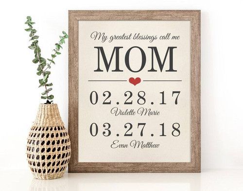 My Biggest Blessings Call Me Mom canvas wall art, Mother's Day and birthday gift from children for mum's decor | Familywalldecor