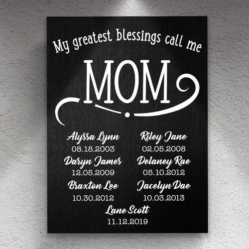 My Biggest Blessings Call Me Mom personalized canvas, customized with children's names, heartfelt Mother's Day gift for Mom | Family Wall Decor