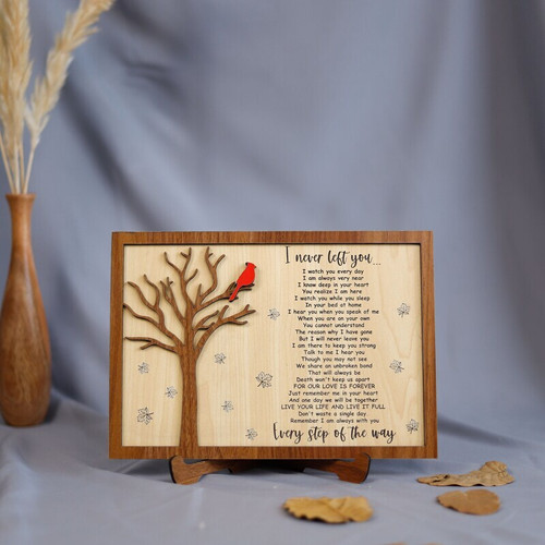 Cardinal wood sign memorial for mom, personalized with name and dates, red cardinal on rustic wood, indoor wall decor gift | Family Wall Decor