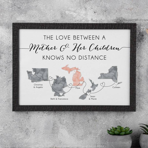 Custom State Map Canvas - Mother's Day Long Distance Gift | Family Wall Decor