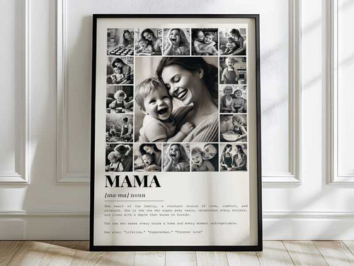 Mom definition photo collage canvas with custom photos and names, a sentimental Mother’s Day gift for mom, modern neutral style | Familywalldecor