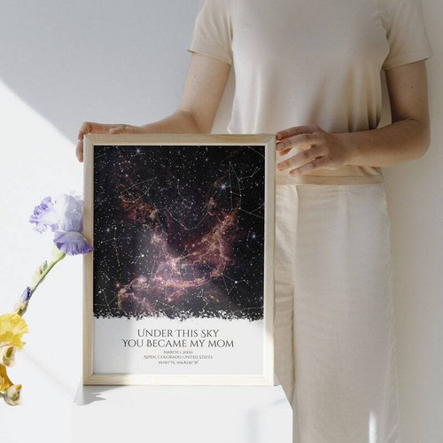 Anniversary star map canvas with custom night sky, personalized names and date, Mother's Day gift from daughter to mom | Familywalldecor