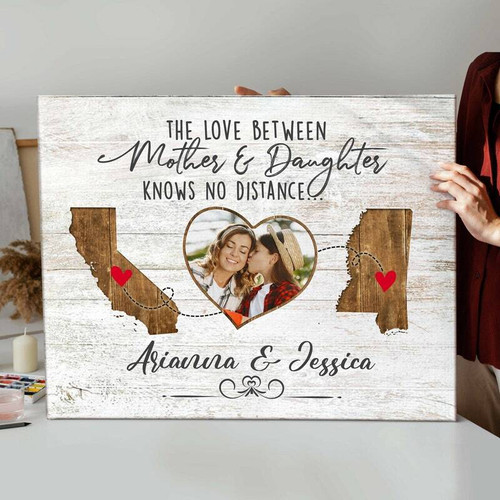 State-to-State Love Canvas - Custom Mother Daughter Gift for Mom | Familywalldecor