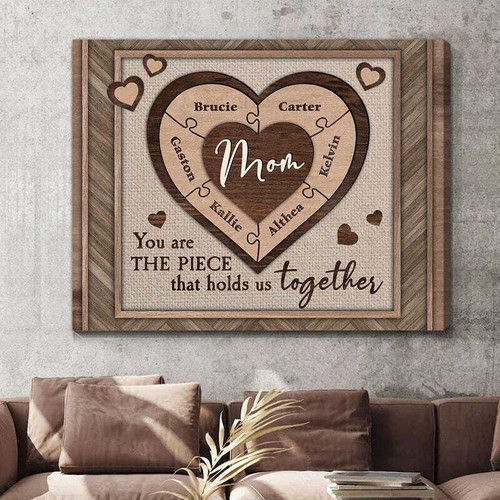 Heartfelt Custom Name Puzzle Canvas for Mom's Day Gift | Family Wall Decor