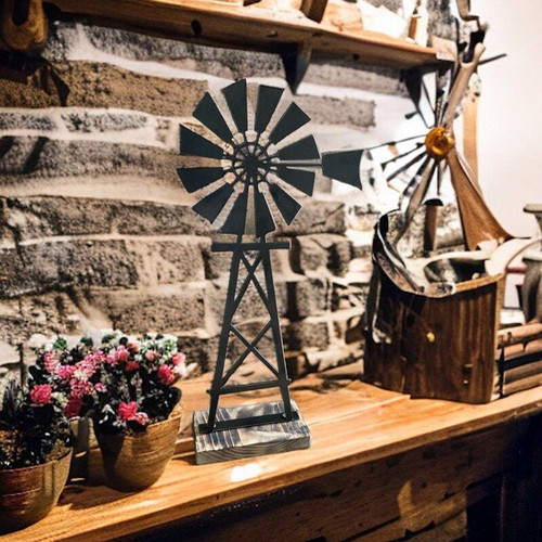 Farmhouse windmill metal sign wall art, country style accent for rustic home decor, perfect for entryway or living room walls | Familywalldecor