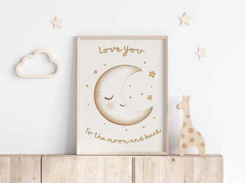 "Love You To The Moon" Canvas Art - Sweet Nursery Quote Decor | Family Wall Decor