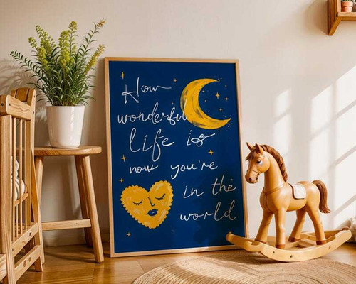 Touching nursery quote canvas featuring a crescent moon and heart, gentle wall decor for a baby room or newborn gift | Family Wall Decor