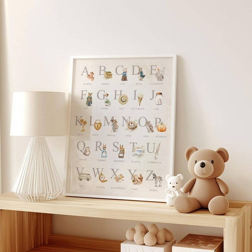 Vintage Alphabet Canvas For Children's Nursery Wall Art | Family Wall Decor