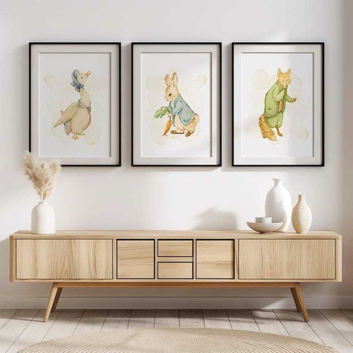 Charming Peter Rabbit Watercolor Canvas Set For Nursery Decor And Baby Showers | Family Wall Decor
