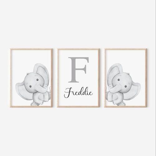Elephant nursery canvas art on gallery-wrapped canvas with custom name and birth stats, perfect newborn gift for baby's room | Family Wall Decor